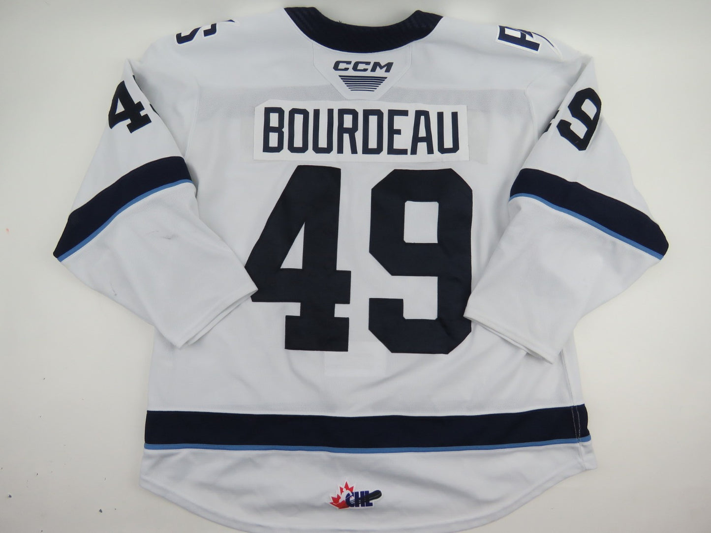CCM Sherbrooke Phoenix QMJHL Game Worn Hockey Game Jersey CHL 56 #49 BOURDEAU
