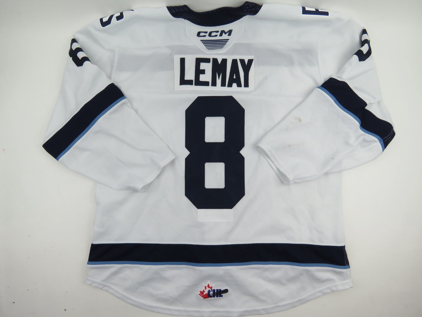 CCM Sherbrooke Phoenix QMJHL Game Worn Hockey Game Jersey CHL 56 #8 LEMAY