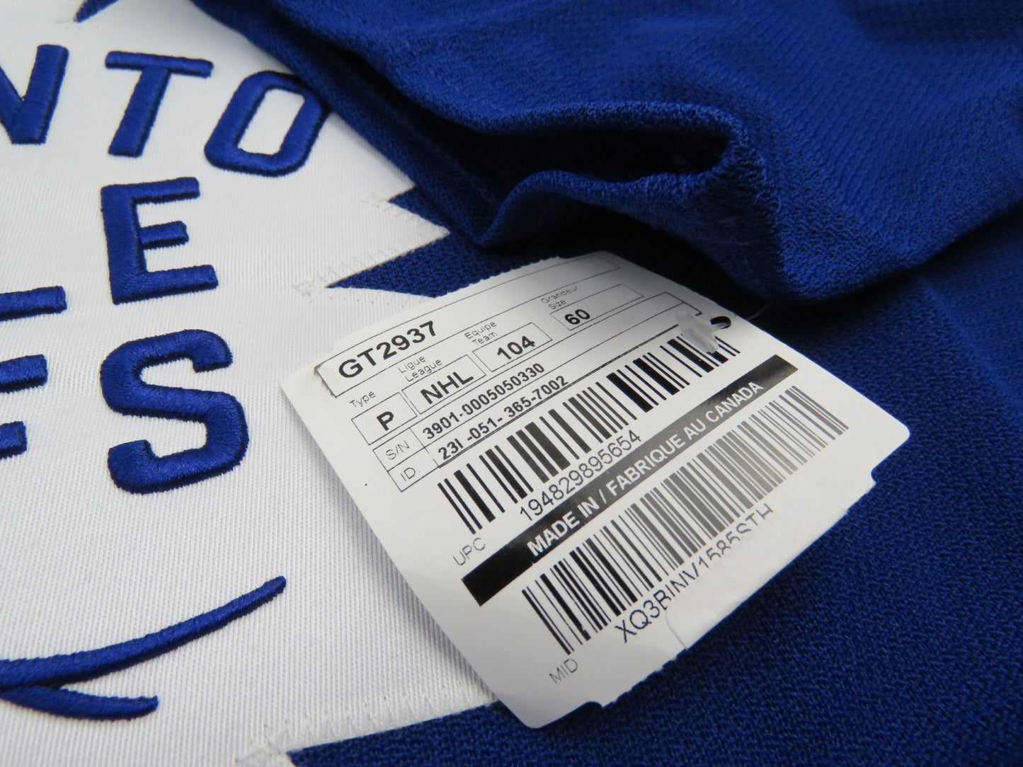 Adidas Toronto Maple Leafs Team Issued Authentic NHL Hockey Jersey Blue 60 MiC