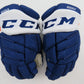 CCM JetSpeed FT1 Toronto Marlies AHL Pro Stock Hockey Gloves Blue 13" Leafs