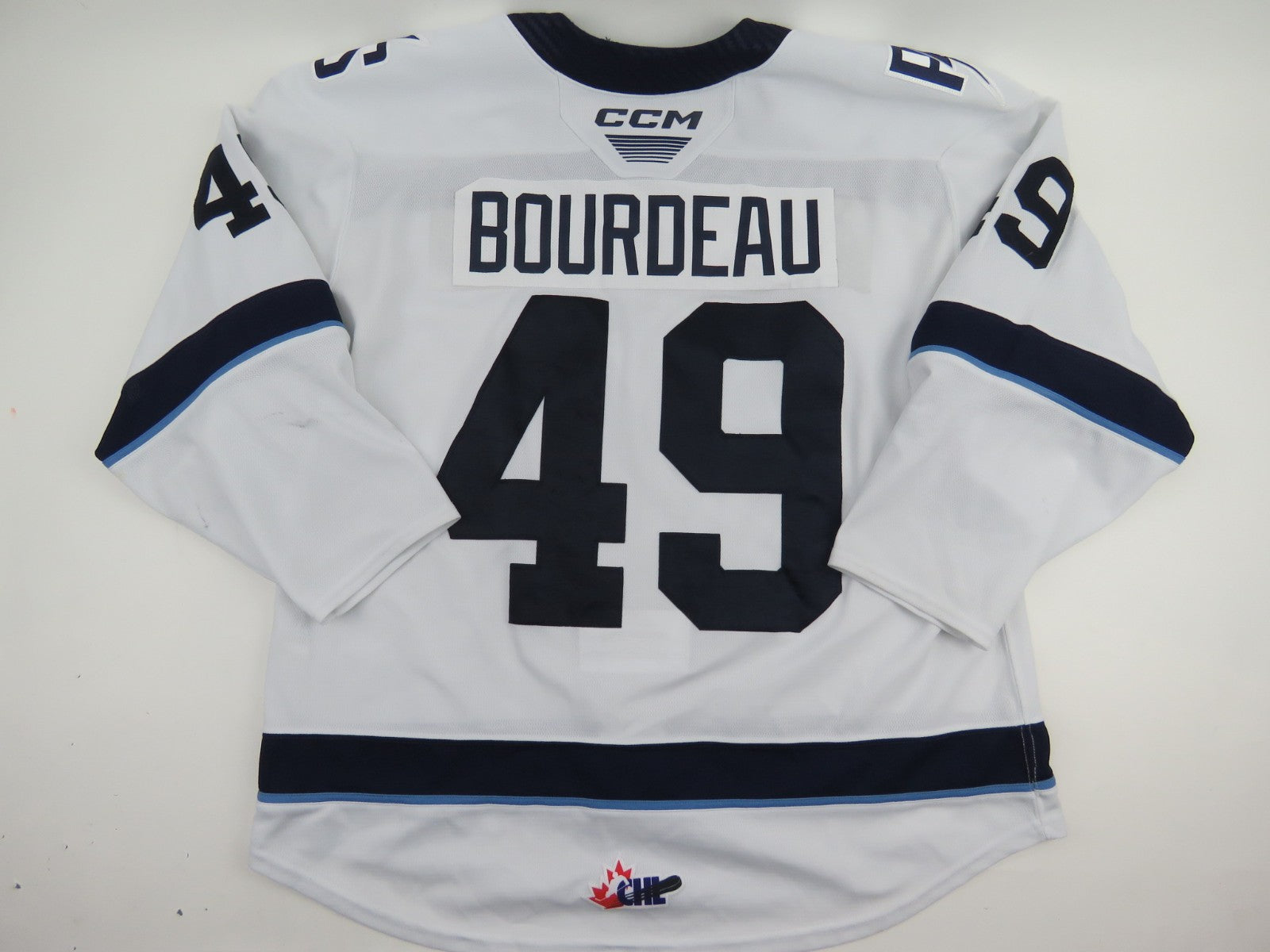 CCM Sherbrooke Phoenix QMJHL Game Worn Hockey Game Jersey CHL 56 #49 BOURDEAU