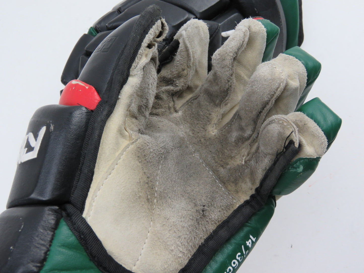 RBK 10K Halifax Mooseheads VTG Leather QMJHL Pro Stock Hockey Player Gloves 14"