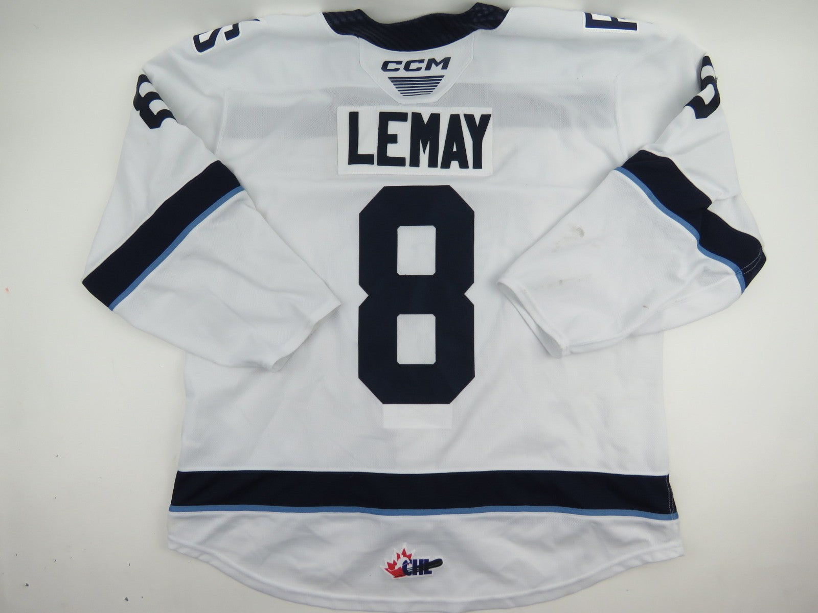 CCM Sherbrooke Phoenix QMJHL Game Worn Hockey Game Jersey CHL 56 #8 LEMAY