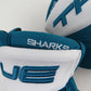 New TRUE NHL Pro Stock San Jose Sharks Hockey Gloves Senior Size 14" Teal