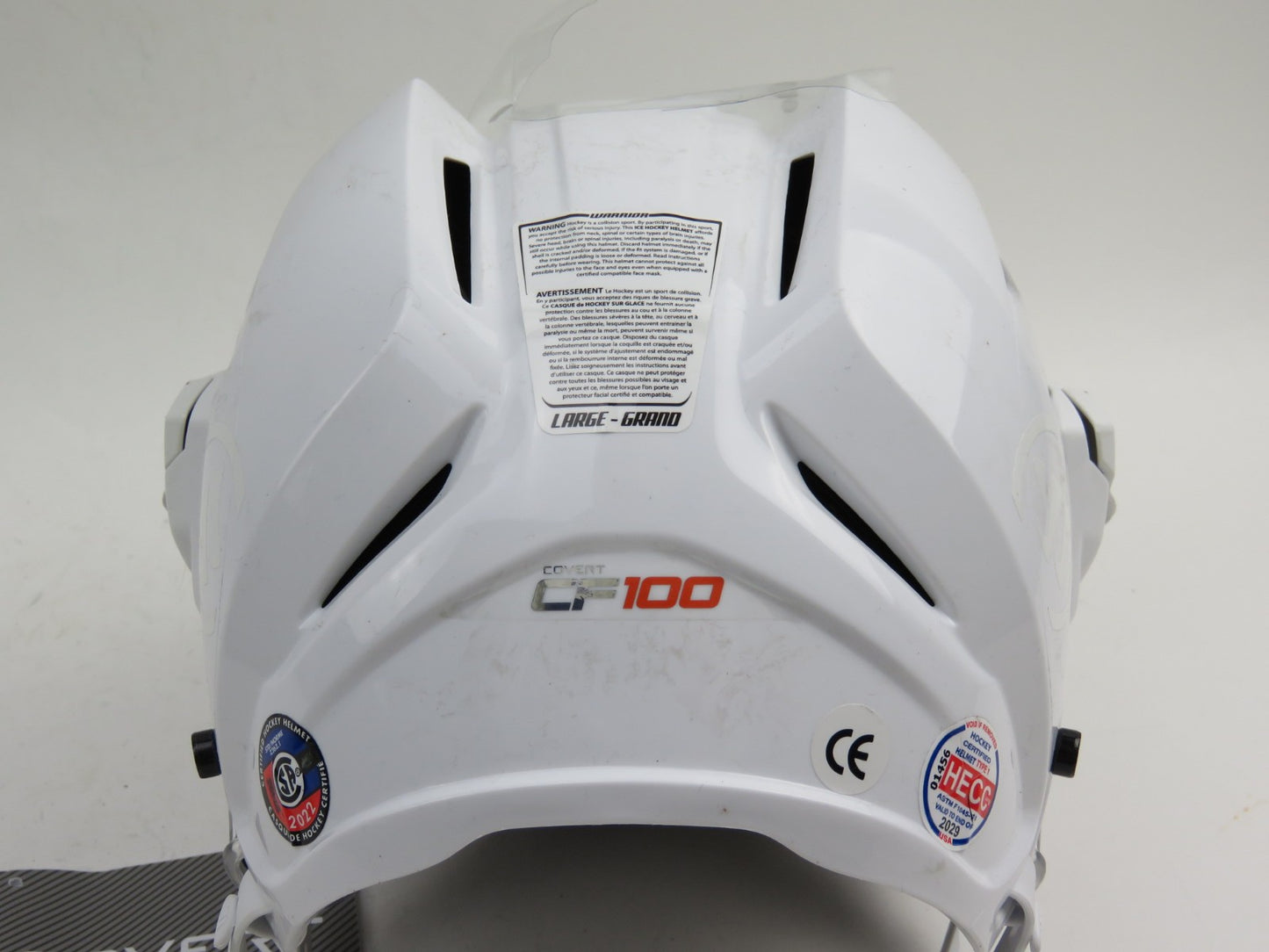 Warrior Covert CF100 Hockey Player Helmet White Senior Large NEW