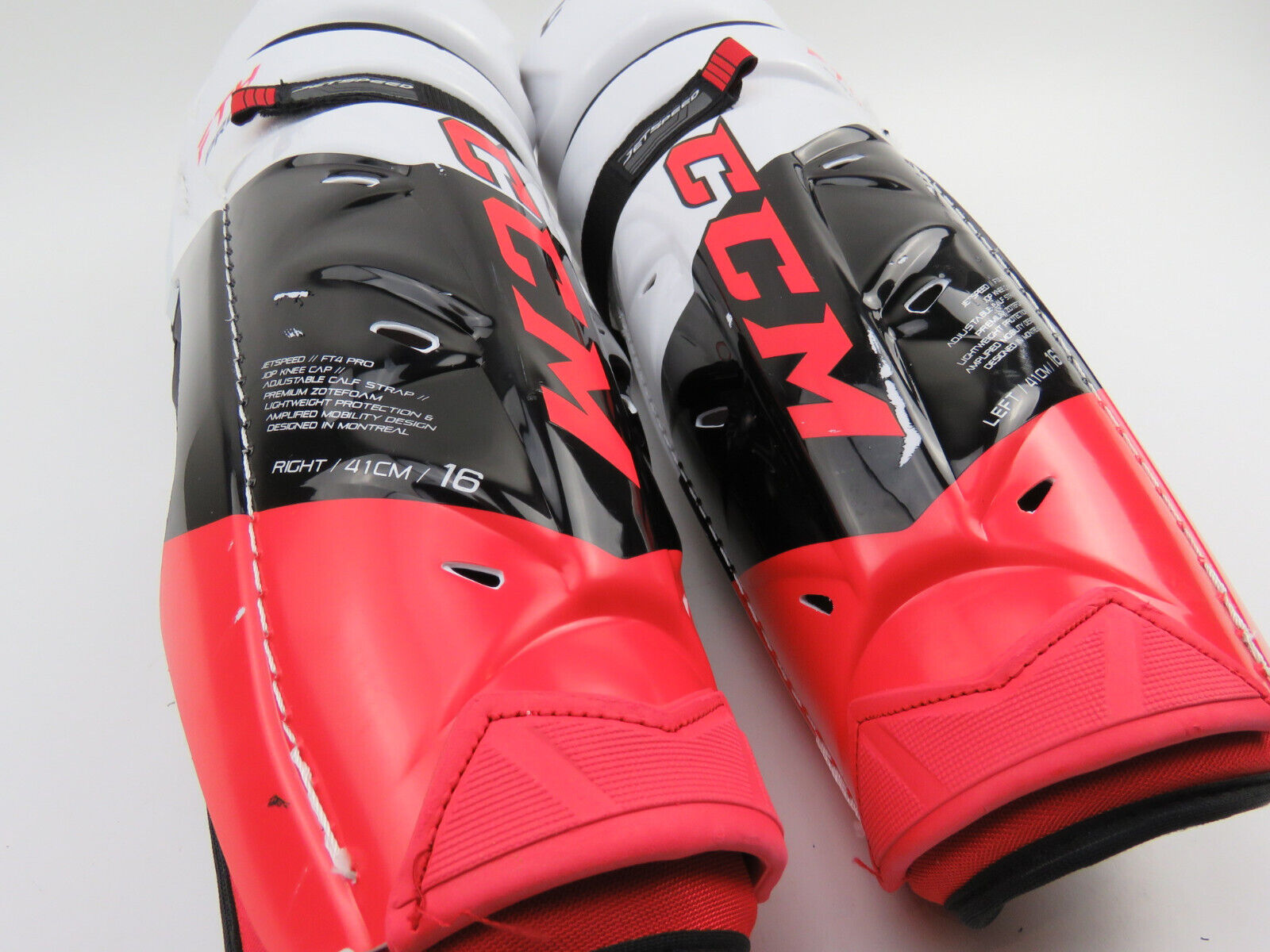 CCM FT4 Pro NHL Pro Stock Ice Hockey Player Shin Pads Protective Senior 16"