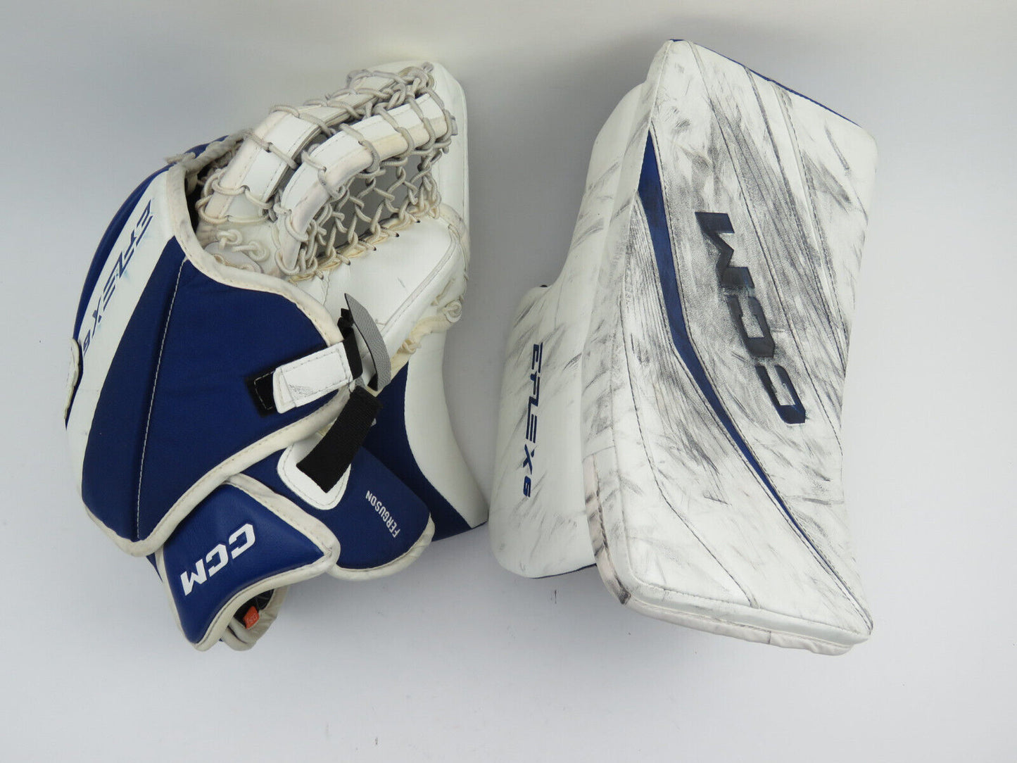 CCM FLEX 6 Toronto Marlies AHL Pro Stock Hockey Goalie Glove Blocker Set Leafs