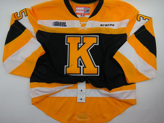 CCM Kingston Frontenacs OHL Pro Stock Game Worn Hockey Jersey 58 GOALIE Moore