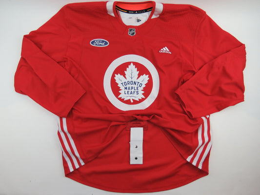 Adidas Toronto Maple Leafs Practice Worn Authentic NHL Hockey Jersey Red Size 58