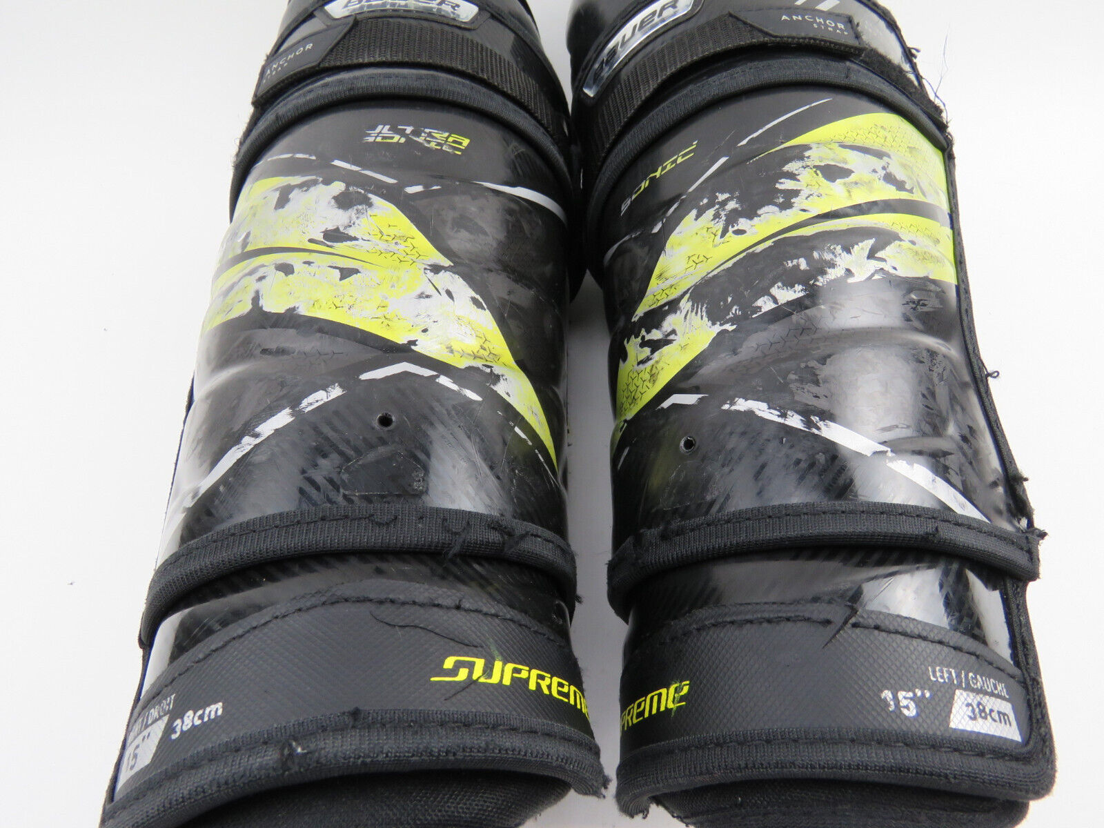 Bauer Supreme UltraSonic NHL Pro Stock Hockey Player Shin Pads Protective 15"