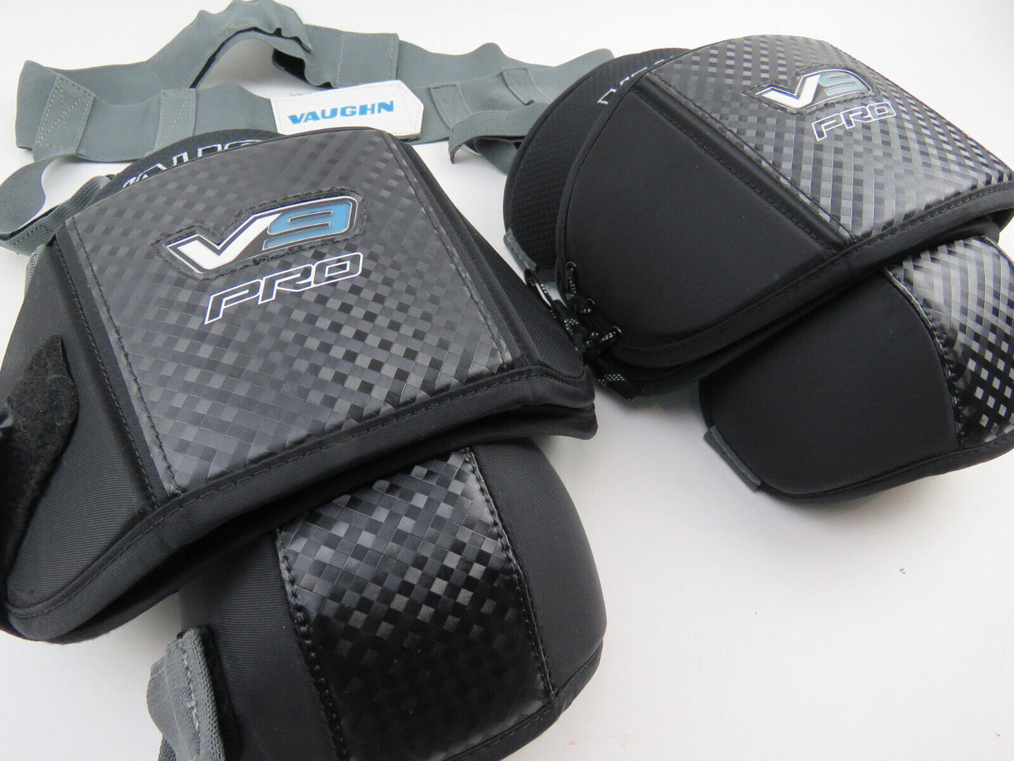 Vaughn V9 Pro NHL Pro Stock Hockey Goalie Knee Pads Protective with Garter Belt