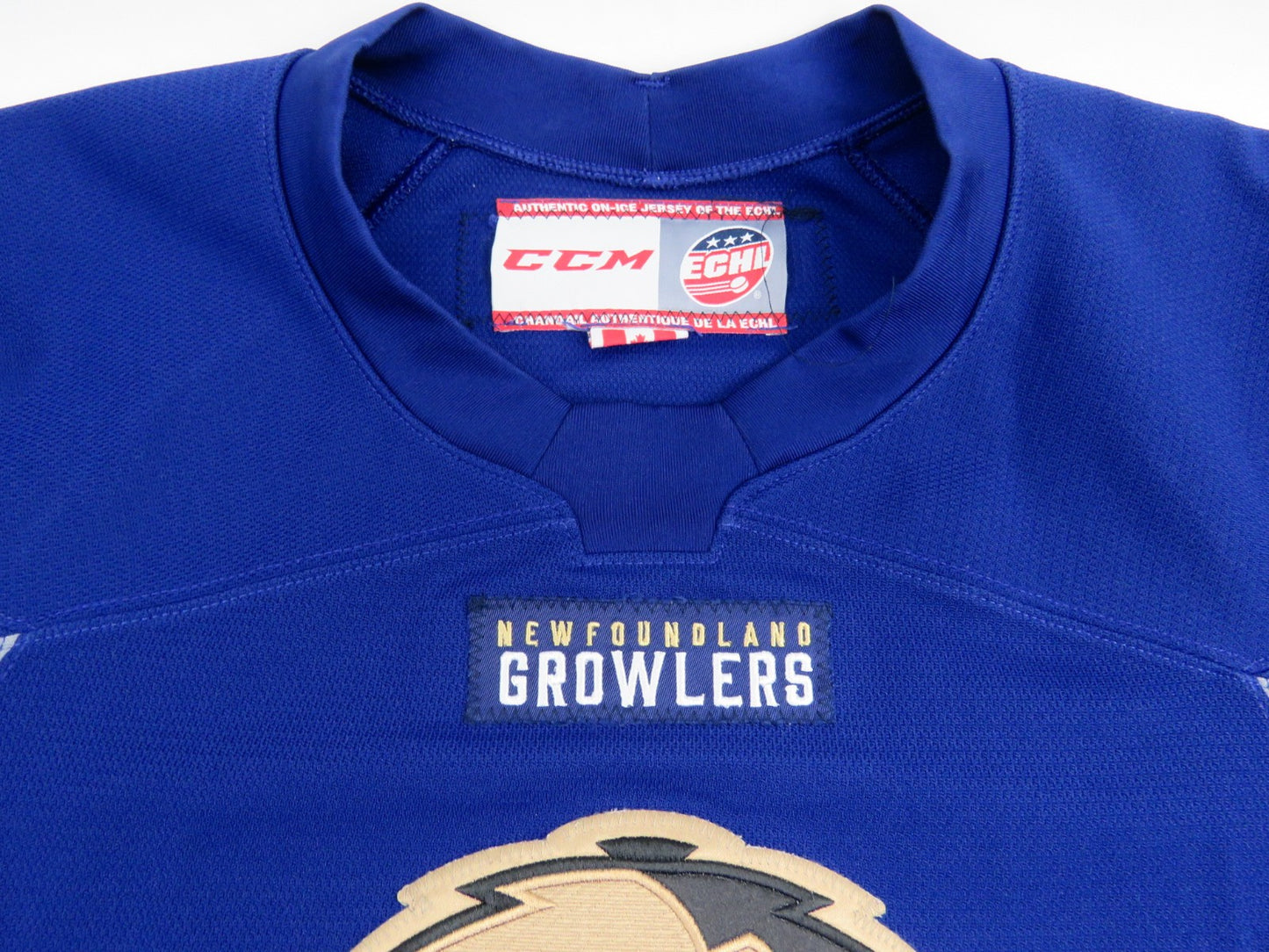 CCM Newfoundland Growlers ECHL Pro Stock Practice Worn Hockey Jersey Blue 58