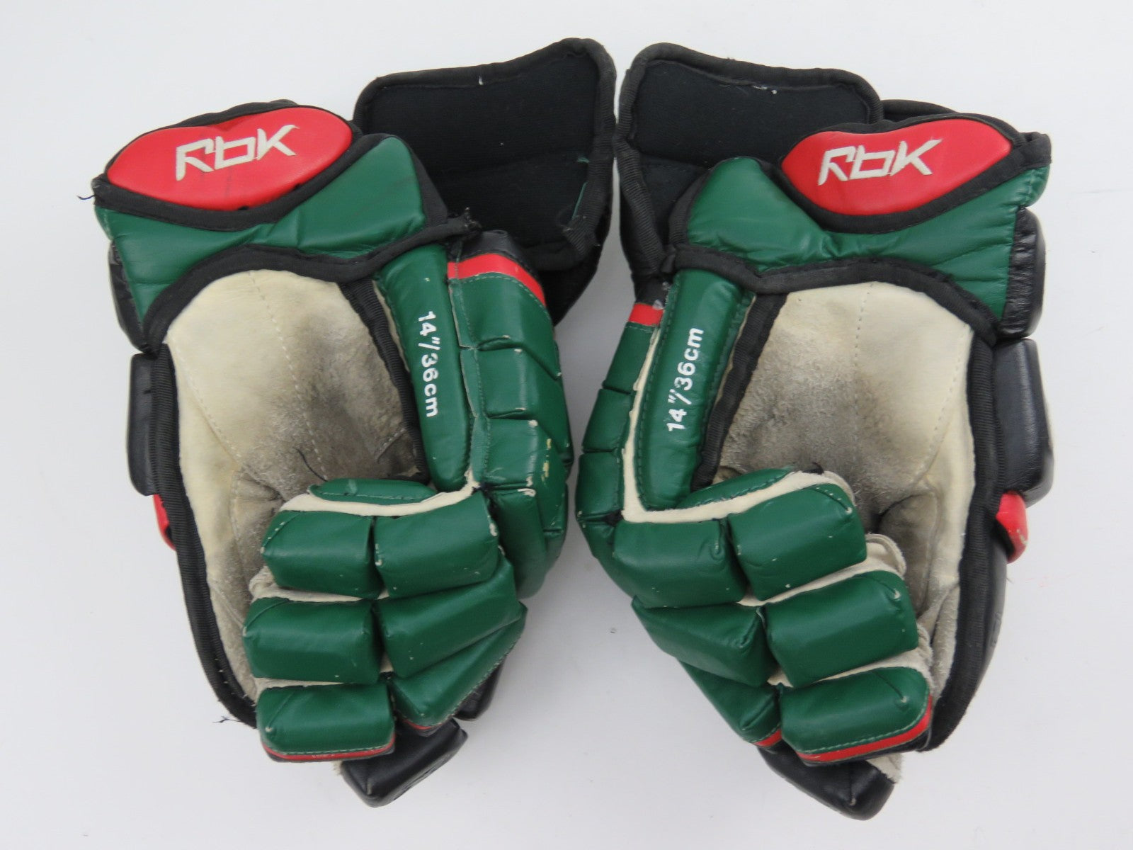 RBK 10K Halifax Mooseheads VTG Leather QMJHL Pro Stock Hockey Player Gloves 14"