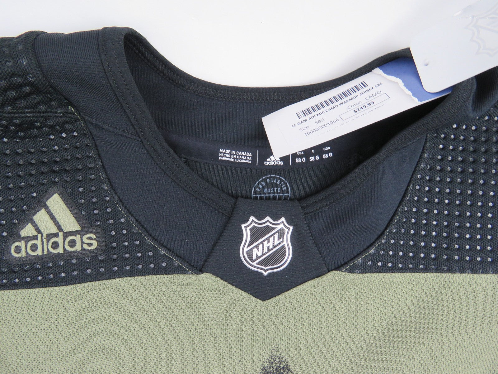 Adidas Team Issued Toronto Maple Leafs Military NHL Pro Hockey Jersey 58 GOALIE