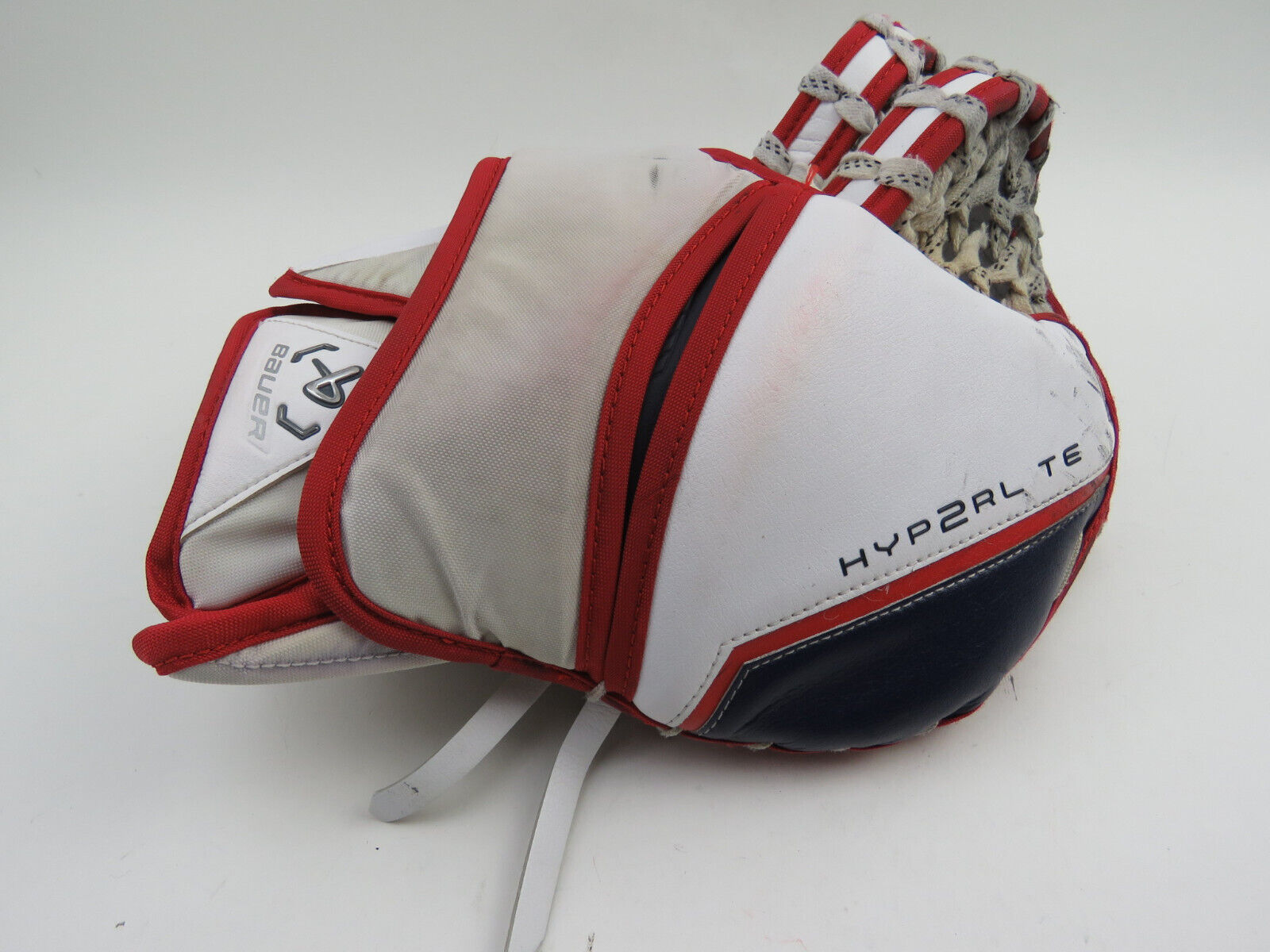 Bauer HyperLite 2 Oshawa Generals Pro Stock Goalie Glove Catcher White Red Navy