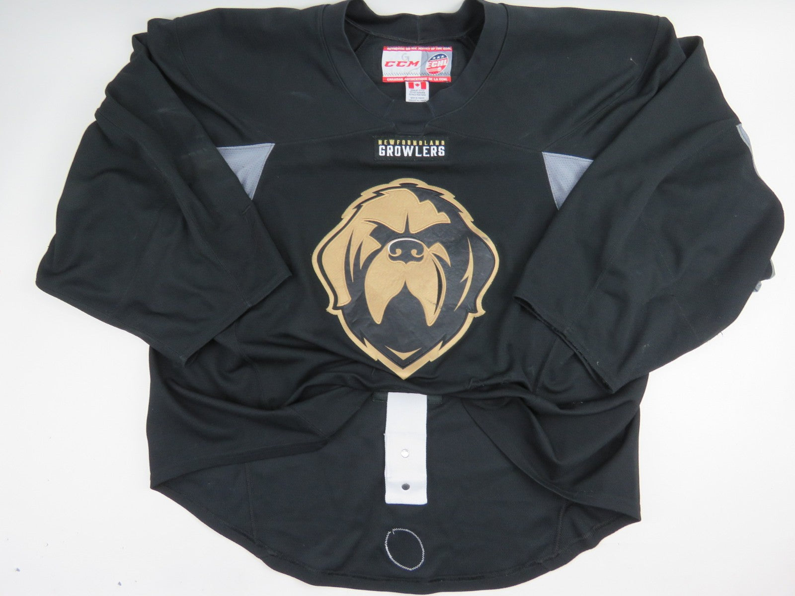 CCM Newfoundland Growlers ECHL Pro Stock Practice Hockey Jersey Black GOALIE