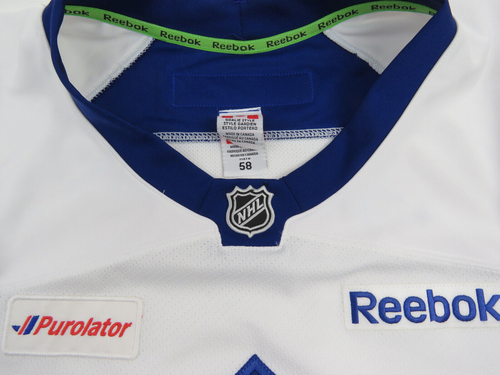 Toronto Maple Leafs Practice Worn Authentic NHL Hockey Jersey White 58 GOALIE
