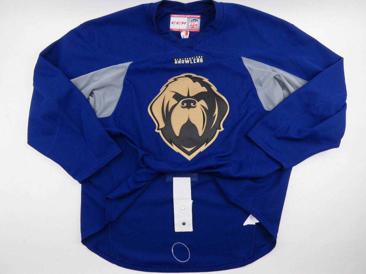 CCM Newfoundland Growlers ECHL Pro Stock Practice Worn Hockey Jersey 58 Blue