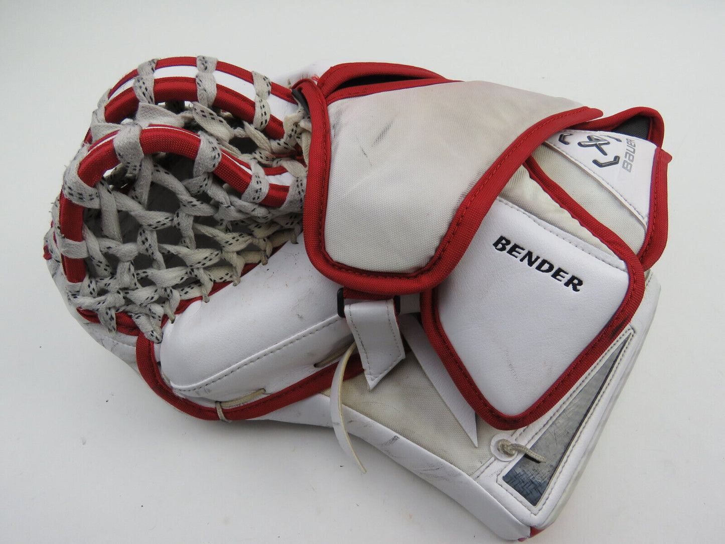 Bauer HyperLite 2 Oshawa Generals Pro Stock Goalie Glove Catcher White Red Navy