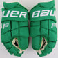 Bauer 1S Green Toronto Maple Leafs 'ST PATS' Pro Stock NHL Hockey Gloves 13"
