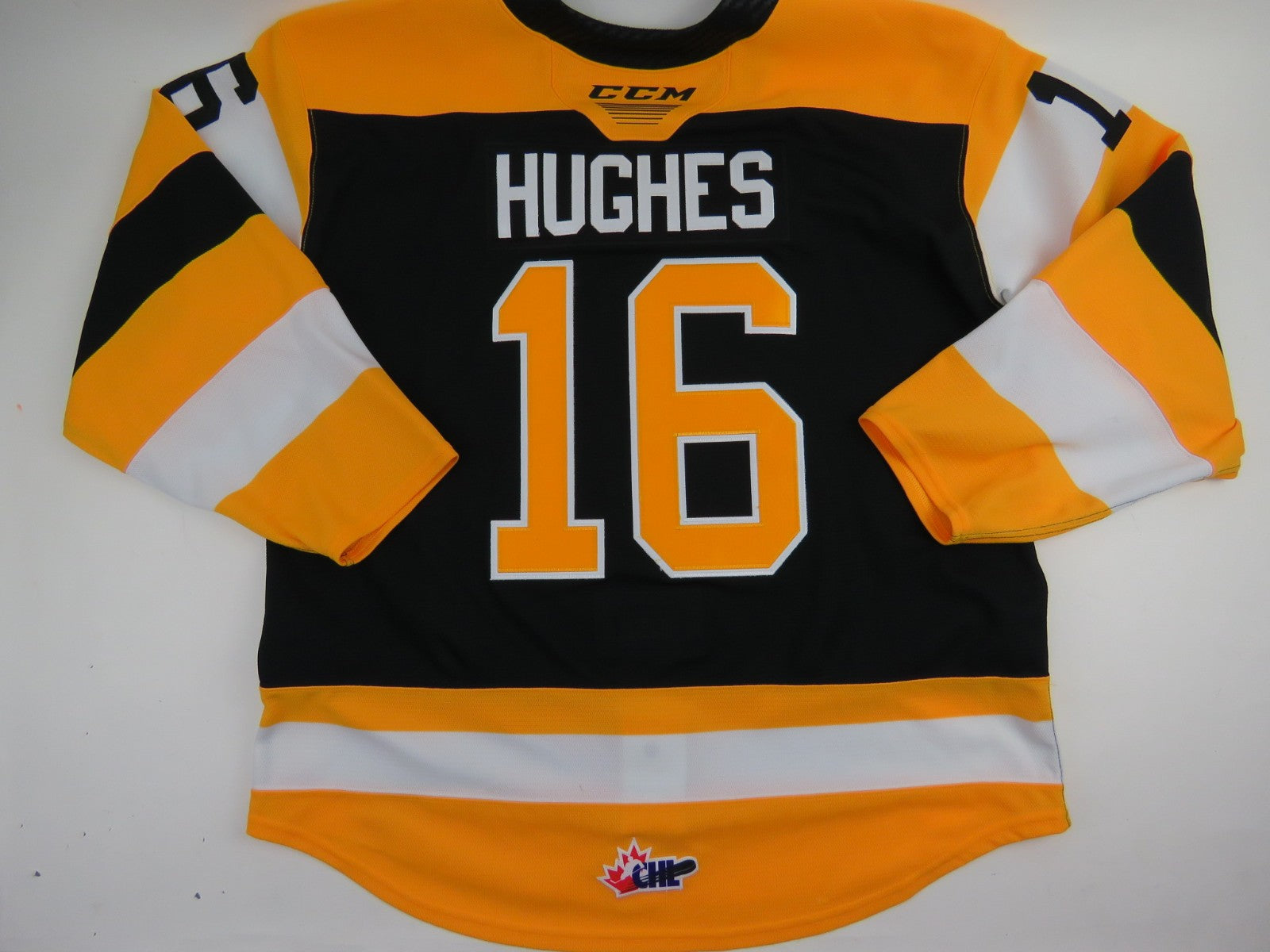 CCM Kingston Frontenacs OHL Pro Stock Game Worn Hockey Jersey #16 HUGHES Size 56