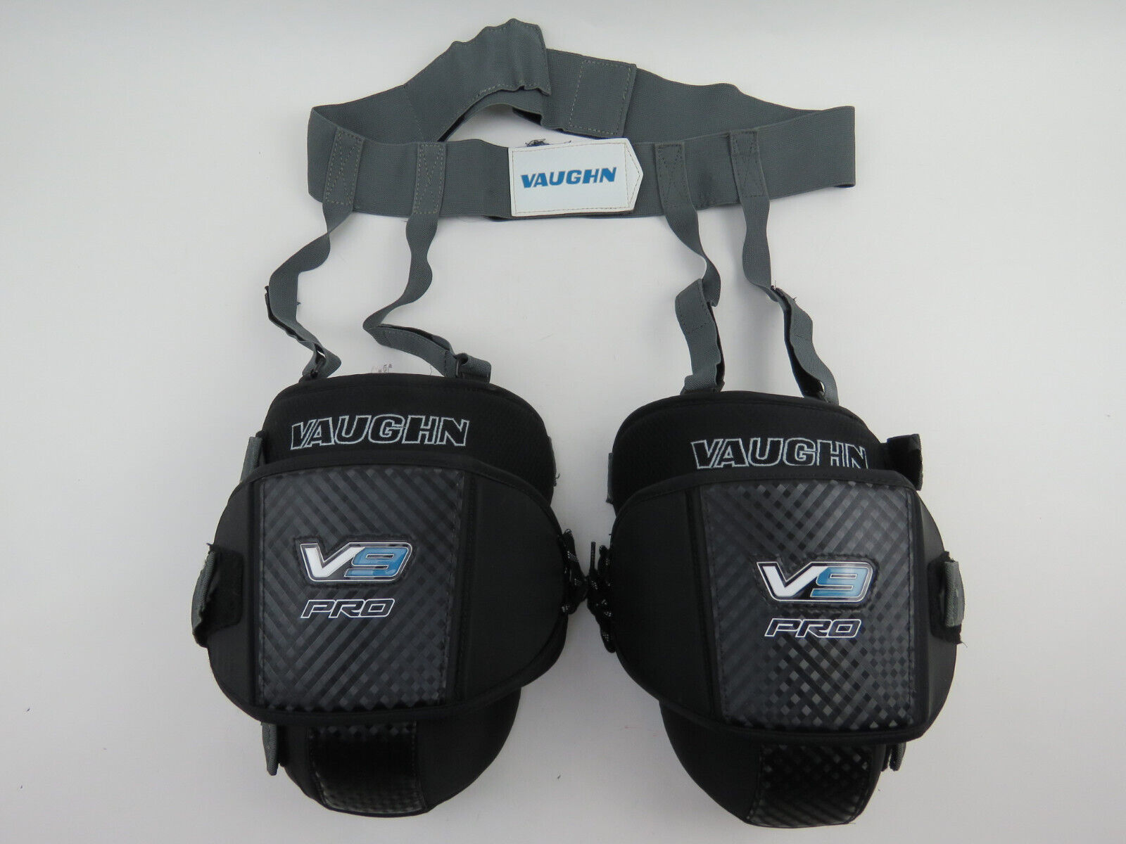 Vaughn V9 Pro NHL Pro Stock Hockey Goalie Knee Pads Protective with Garter Belt