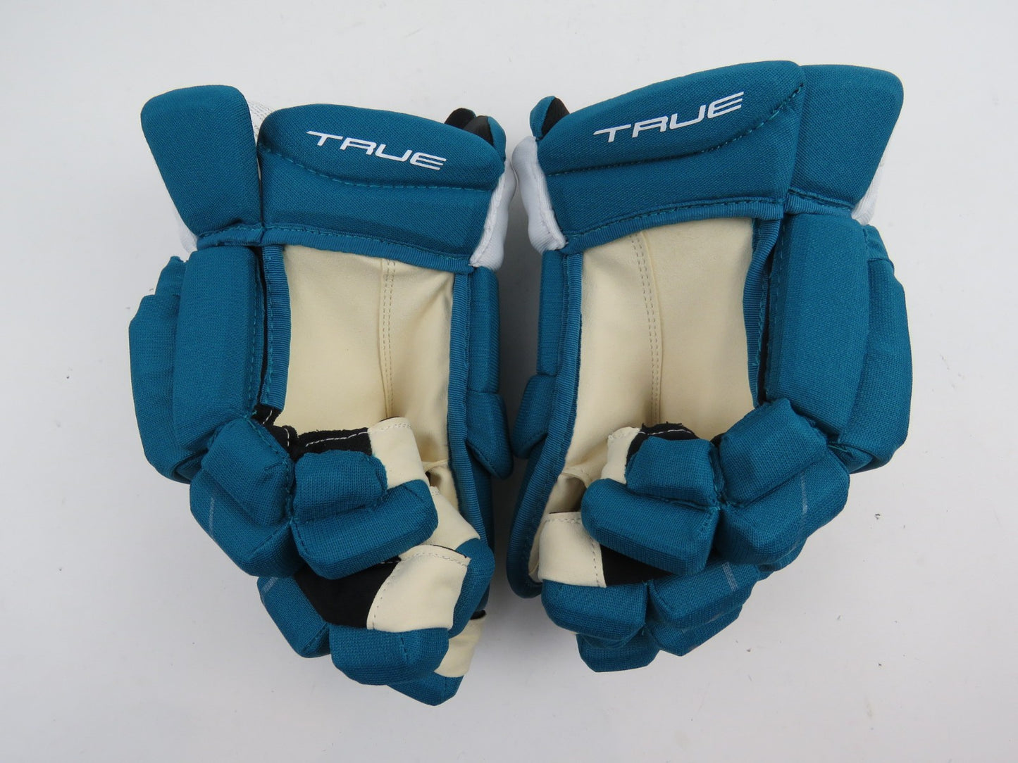New TRUE NHL Pro Stock San Jose Sharks Hockey Gloves Senior Size 14" Teal