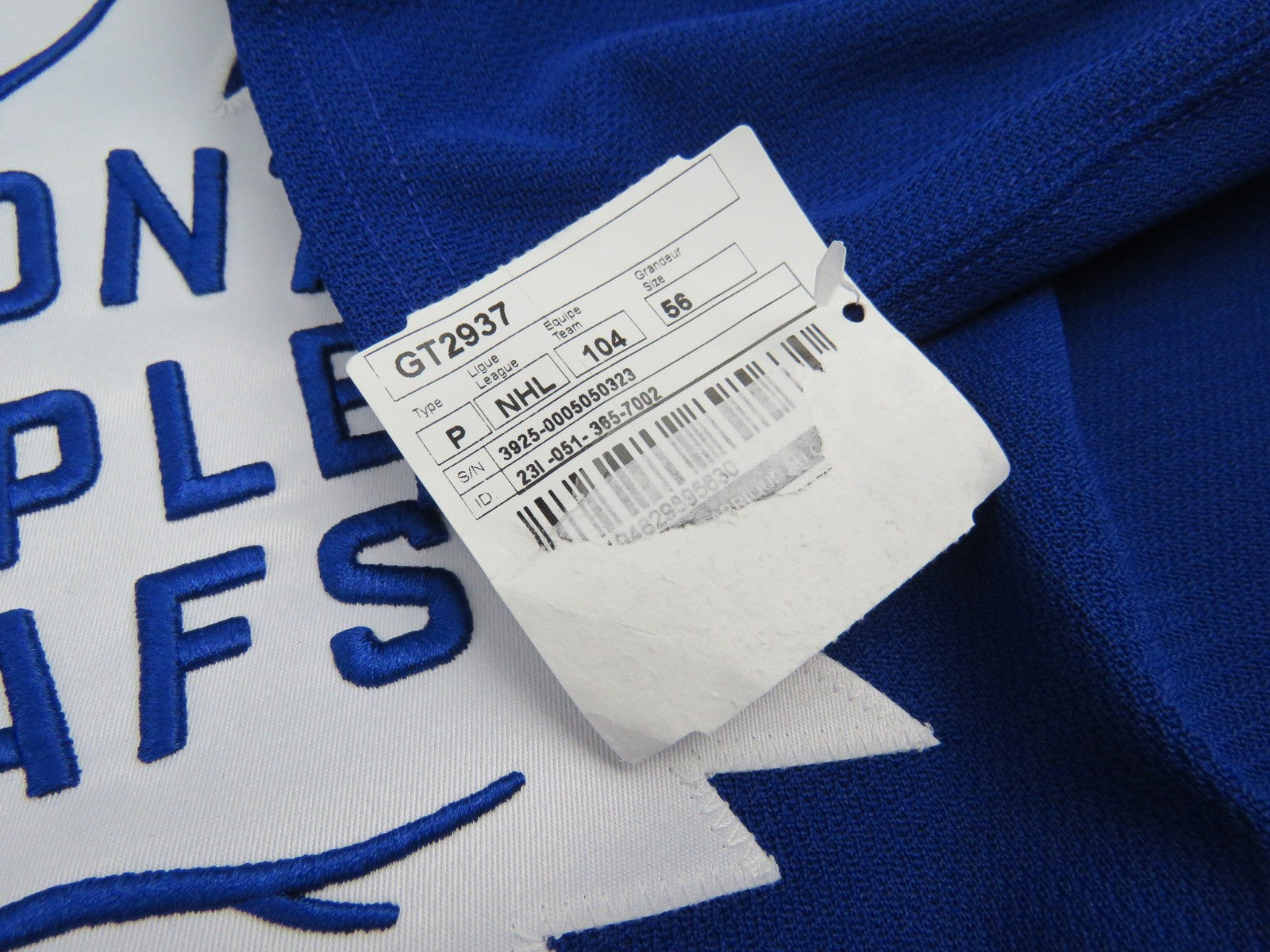 Adidas Toronto Maple Leafs Team Issued Authentic NHL Hockey Jersey Blue 56 MiC