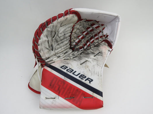 Bauer HyperLite 2 Oshawa Generals Pro Stock Goalie Glove Catcher White Red Navy