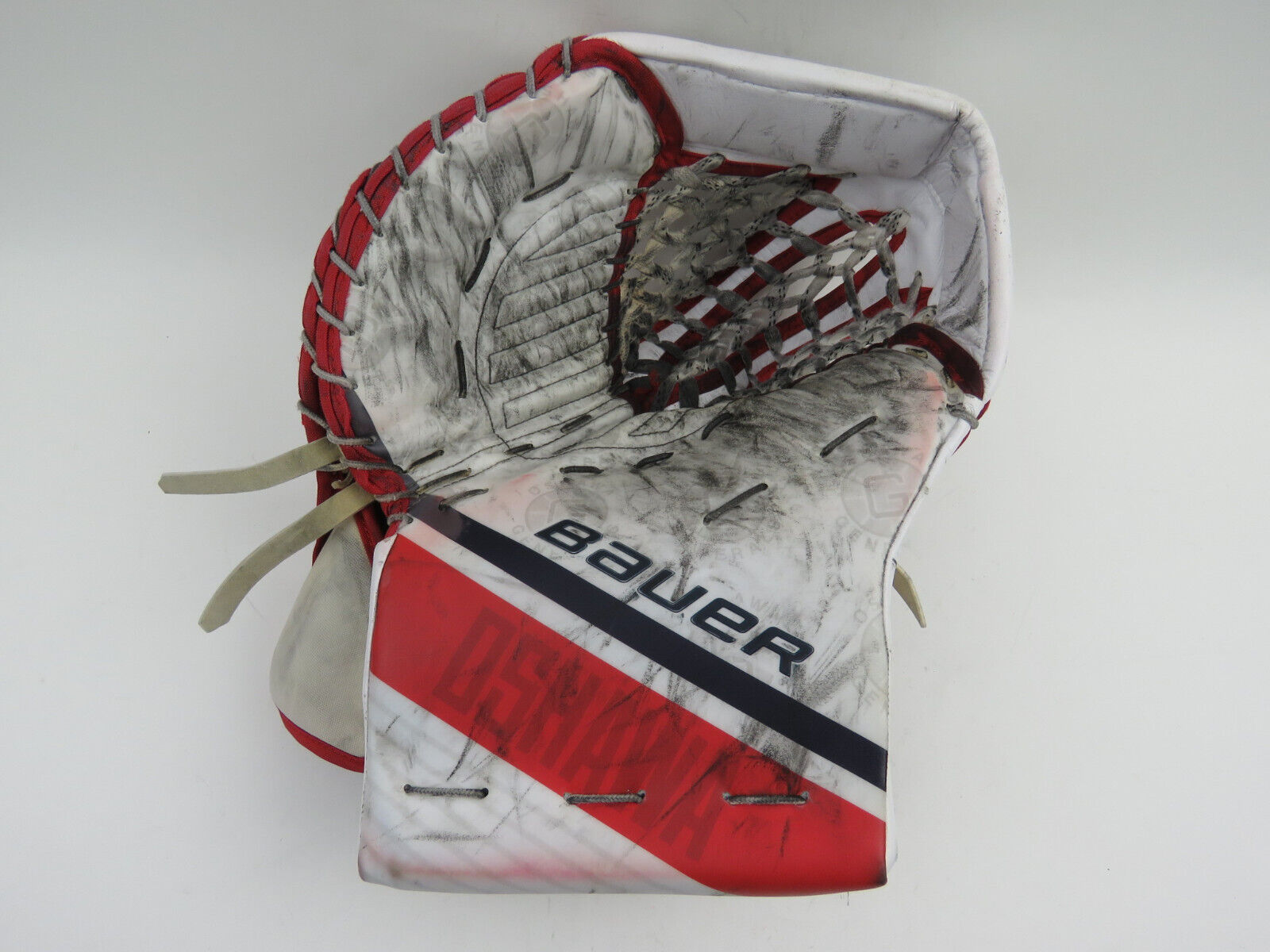 Bauer HyperLite 2 Oshawa Generals Pro Stock Goalie Glove Catcher White Red Navy