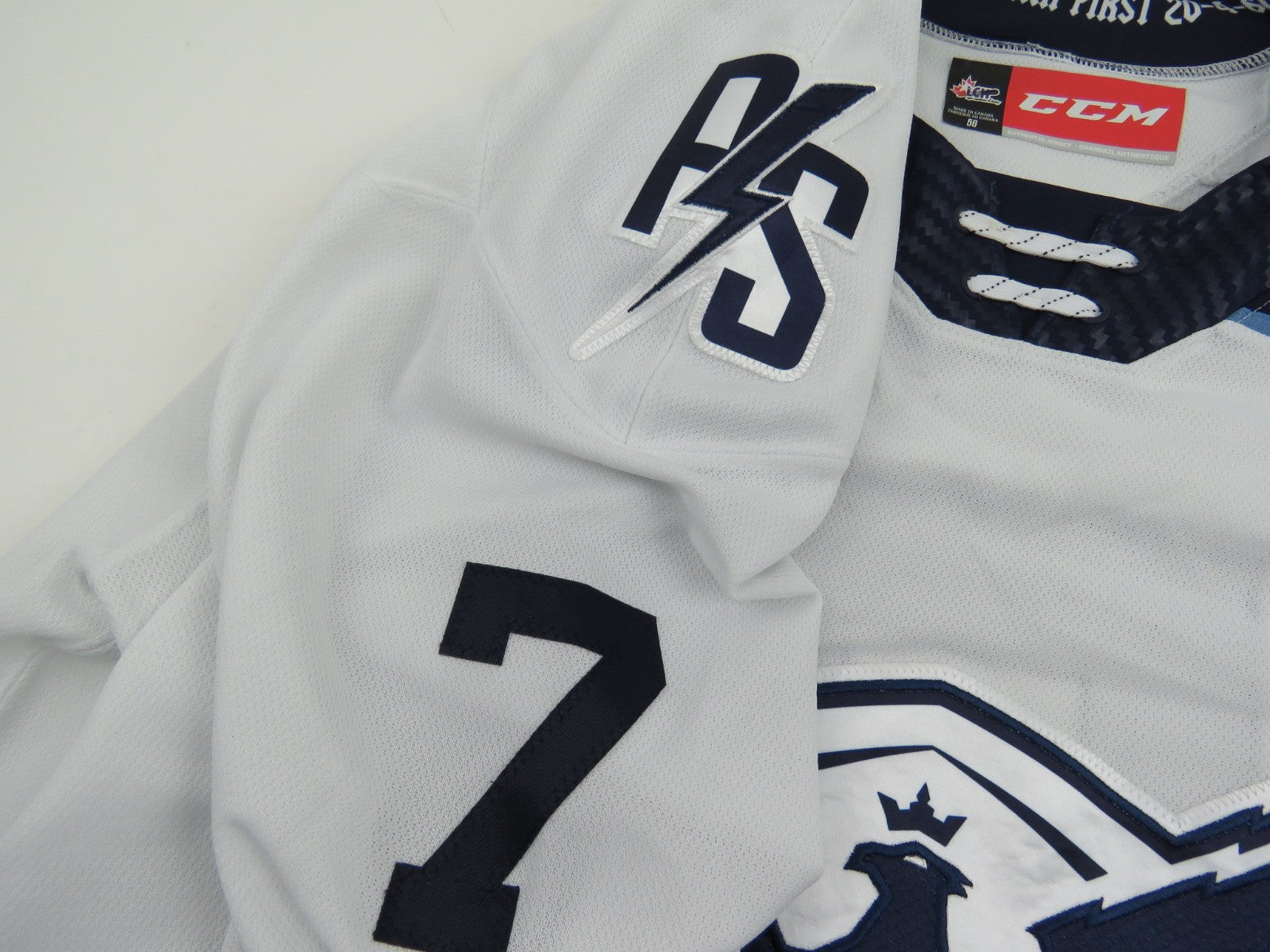 CCM Sherbrooke Phoenix QMJHL Game Worn Hockey Game Jersey CHL 56 #7 LAPOINTE