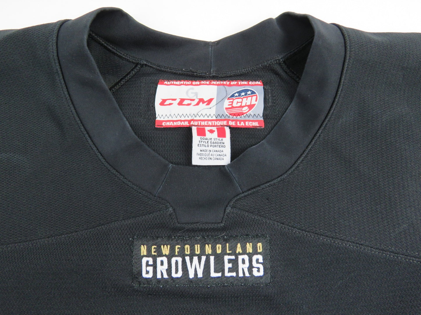 CCM Newfoundland Growlers ECHL Pro Stock Practice Hockey Jersey Black GOALIE