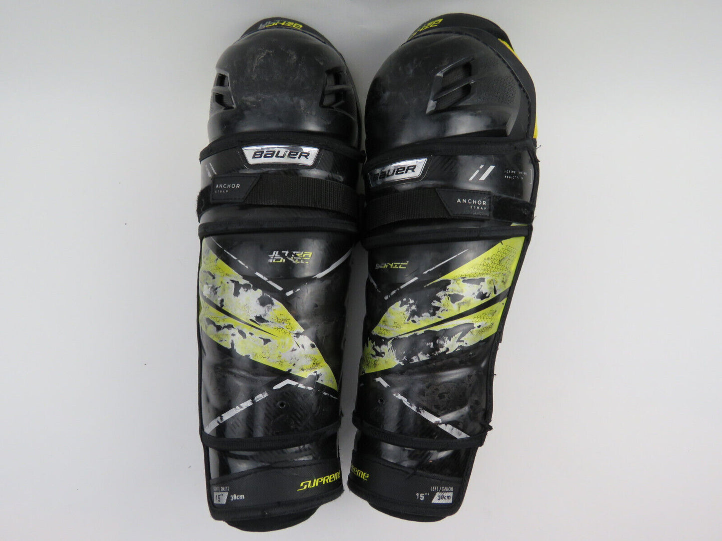 Bauer Supreme UltraSonic NHL Pro Stock Hockey Player Shin Pads Protective 15"