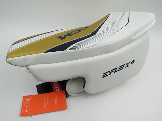 CCM EFlex 6 White Gold Navy Pro Stock Hockey Goalie Blocker NWT