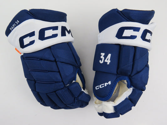 2022-23 Auston Matthews Practice Used Toronto Maple Leafs Pro Stock CCM Hockey Gloves 14" with LOA